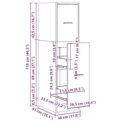 Apothekerskast 30x41x118 cm bewerkt hout zwart - thumbnail