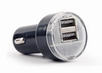2-poorts USB autolader, 2.1 A, zwart - thumbnail