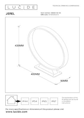 Lucide JEREL - Sokkellamp - Ø 40 cm - LED - 1x5W 3000K - IP54 - Zwart