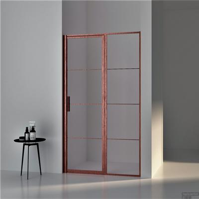 BWS Nisdeur Frame met Vast Paneel Voor Douchecabine 120x200 cm 8 mm NANO Glas Geborsteld Brons Koper