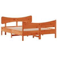 Bedframe zonder matras massief grenenhout wasbruin 135x190 cm - thumbnail
