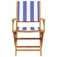 Tuinstoelen 2 st massief acaciahout en stof blauw en wit - thumbnail