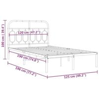 Bedframe met hoofdbord metaal zwart 120x190 cm - thumbnail
