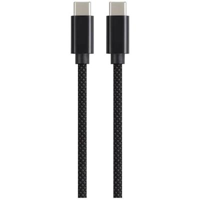 Renkforce USB-kabel USB 2.0 USB-C stekker, USB-C stekker 1.00 m Zwart Met magnetische opwikkeling, Stoffen mantel RF-6437920