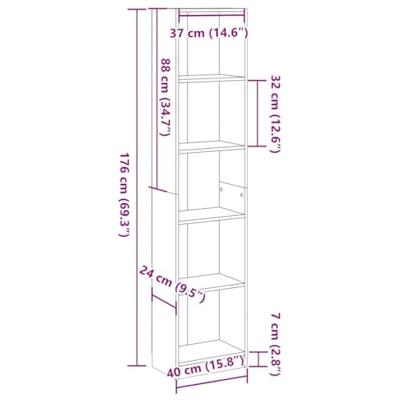 Boekenkast 40x24x176 cm bewerkt hout betongrijs