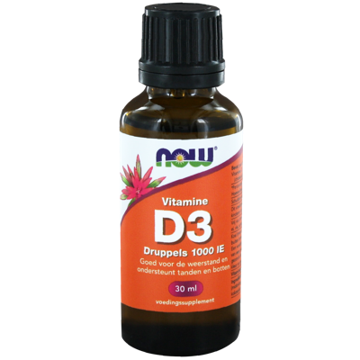 NOW Vitamine D3 Druppels 1000IE 30ml