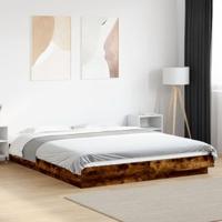 Bedframe met LED-verlichting gerookt eikenkleurig 150x200 cm - thumbnail