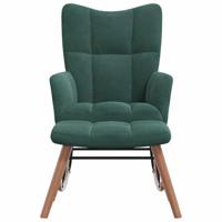 Schommelstoel met voetenbank fluweel donkergroen - thumbnail