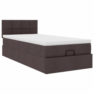 Ottoman bed met matras 90x190cm stof donkerbruin