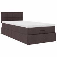 Ottoman bed met matras 90x190cm stof donkerbruin - thumbnail