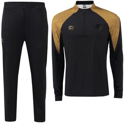 Cruyff Mellite Trainingspak 1/4-Zip Kids Zwart Goud Cruyff Mellite Trainingspak 1/4-Zip Kids Zwart Goud