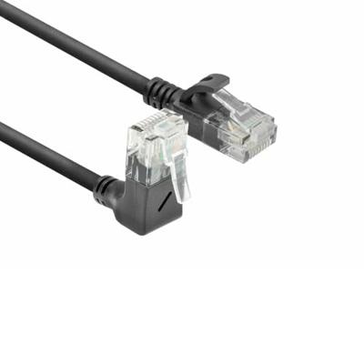 ACT Zwarte 5 meter U/UTP CAT6A LSZH slimline patchkabel met RJ45 connectoren. recht naar 90° haaks - thumbnail