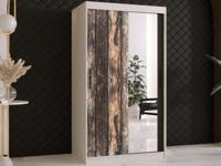 Kledingkast TODY 2 schuifdeuren 100 cm mat wit met spiegel - thumbnail