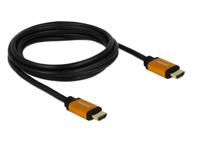 Delock 85729 HDMI-kabel HDMI Aansluitkabel HDMI-A-stekker 2 m Zwart, Goud Afgeschermd (drievoudig), Vergulde steekcontacten, 8K UHD - thumbnail