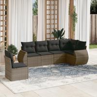 6-delige Loungeset met kussens poly rattan grijs - thumbnail