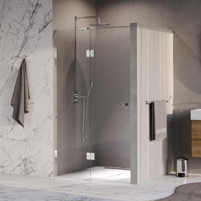 Brauer Void - Carving Nisdeur - 2-Delig - Helder Glas - 120 x 200 cm - Omkeerbaar - met Draaideur 60 cm - Aan Glas - incl. Glascoating - Chroom