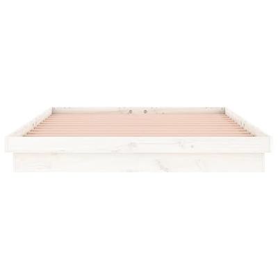 Bedframe LED massief hout wit 150x200 cm