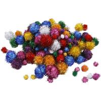 Creativ Company Pom-poms, d 15-40 mm, glitter, ca. 75 stuk, sterke kleuren, 62 gr/ 1 doos - thumbnail