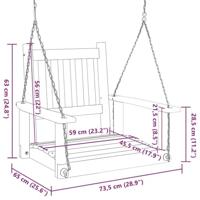 VidaXL Tuinschommelstoel met metalen kettingen massief vurenhout zwart - thumbnail