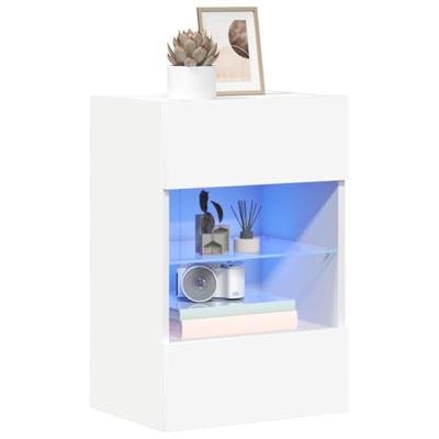 Wandkasten met LED-verlichting voor tv 2 st 40x30x60,5 cm wit