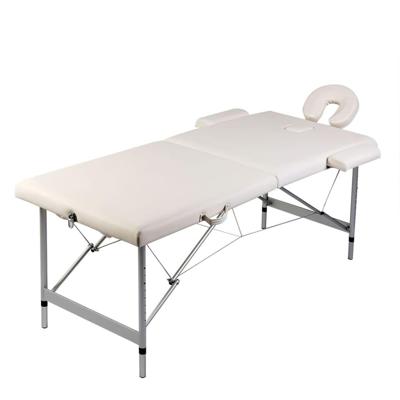 VidaXL Massagetafel met 2 zones inklapbaar aluminium frame crèmewit VidaXL Massagetafel met 2 zones inklapbaar aluminium frame crèmewit