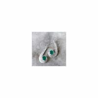 Zilveren Oorbellen Groene Onyx Spiraal - 925 Sterling - thumbnail