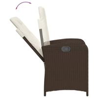 Tuinstoel verstelbaar met kussens poly rattan bruin - thumbnail