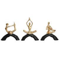 Decoratieve figuren DKD Home Decor 28 x 7 x 35 cm 28 x 8 x 36 cm Zwart Gouden Yoga (3 Stuks) - thumbnail