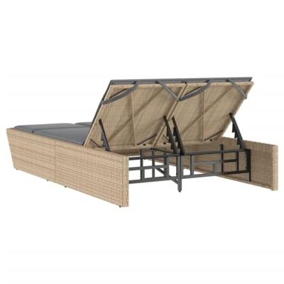 Ligbed 2-persoons met kussens poly rattan beige Ligbed 2-persoons met kussens poly rattan beige