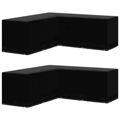 VidaXL Tuinmeubelhoezen 2 st l-vormig 12 oogjes 250x250x90 cm