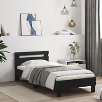 Bedframe met hoofdbord en LED-verlichting zwart 90x200 cm - thumbnail