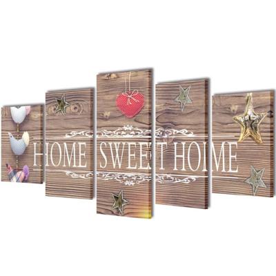 Canvas Wall Print Set Home Sweet Home Design 200 x 100 cm Canvas Wall Print Set Home Sweet Home Design 200 x 100 cm