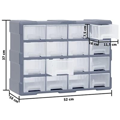 VidaXL Organiser met 16 medium lades 52x16x37 cm