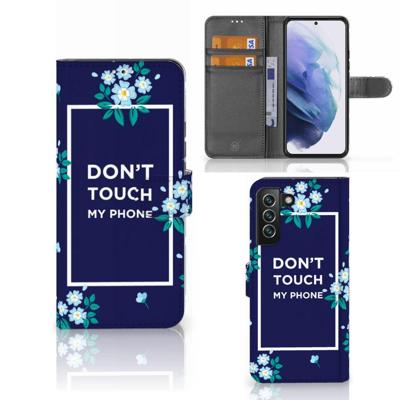 Samsung Galaxy S22 Plus Portemonnee Hoesje Flowers Blue DTMP Samsung Galaxy S22 Plus Portemonnee Hoesje Flowers Blue DTMP