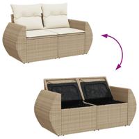5-delige Loungeset met kussens poly rattan beige - thumbnail