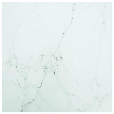 Tafelblad 50x50 cm 6 mm gehard glas met marmeren design wit