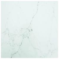 Tafelblad 50x50 cm 6 mm gehard glas met marmeren design wit - thumbnail
