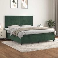 Boxspring met matras fluweel donkergroen 180x200 cm - thumbnail