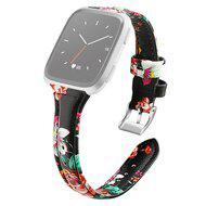 Fitbit Versa 1 / 2 & Lite bandje TPU leer - Bloemenprint rood - thumbnail