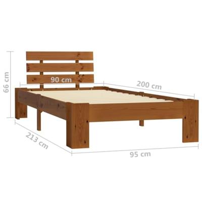 Bedframe massief grenenhout honingbruin 90x200 cm