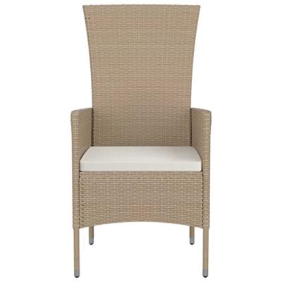 Tuinstoelen 2 st met kussens poly rattan beige - thumbnail