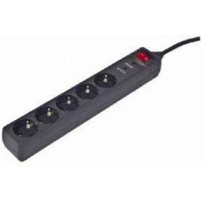 Stekkerdoos met schakelaar 5 voudig, 4.5 meter snoer zwart Stekkerdoos met schakelaar 5 voudig, 4.5 meter snoer zwart