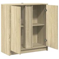 Dressoir met LED 77x34x85 cm bewerkt hout sonoma eikenkleurig - thumbnail