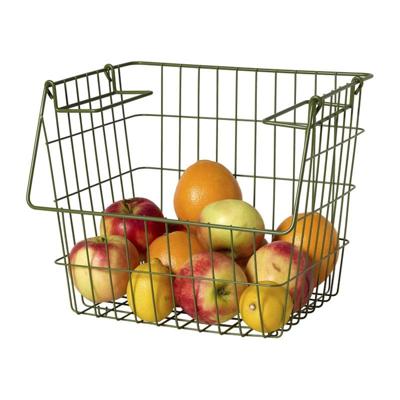 Metalen stapelmand - groen - 26x31.5x31 cm Metalen stapelmand - groen - 26x31.5x31 cm