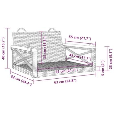Schommelbank 63x62x40 cm poly rattan grijs