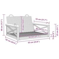 Schommelbank 63x62x40 cm poly rattan grijs - thumbnail