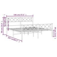 Bedframe met hoofd- en voeteneinde metaal wit 140x200 cm - thumbnail