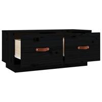 Tv-meubel 80x34x35 cm massief grenenhout zwart - thumbnail