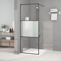 VidaXL Inloopdouchewand 80x195 cm halfmat esg-glas zwart - thumbnail