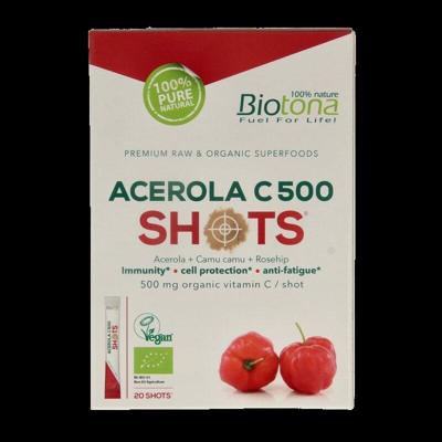Acerola C 500 shots 2.2 gram bio 20 Stuks Acerola C 500 shots 2.2 gram bio 20 Stuks